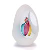 Thrice Cut Glass Paperweight Egg Shape Decor 06, Pink / Turquoise / Glod topaz