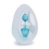 Thrice Cut Glass Paperweight Egg Shape Decor 08, Turquoise