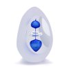 Thrice Cut Glass Paperweight Egg Shape Decor 08, Blue