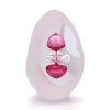 Thrice Cut Glass Paperweight Egg Shape Decor 08, Pink