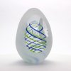 Thrice Hand-Cut Glass Paperweight Egg Shape Decor 01