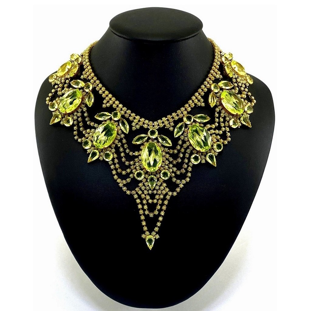 uranium glass Art Deco beetle necklace vintage jewelry