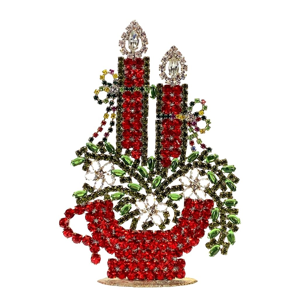 Vintage Czechoslovakian Rhinestones Standing Christmas Candles