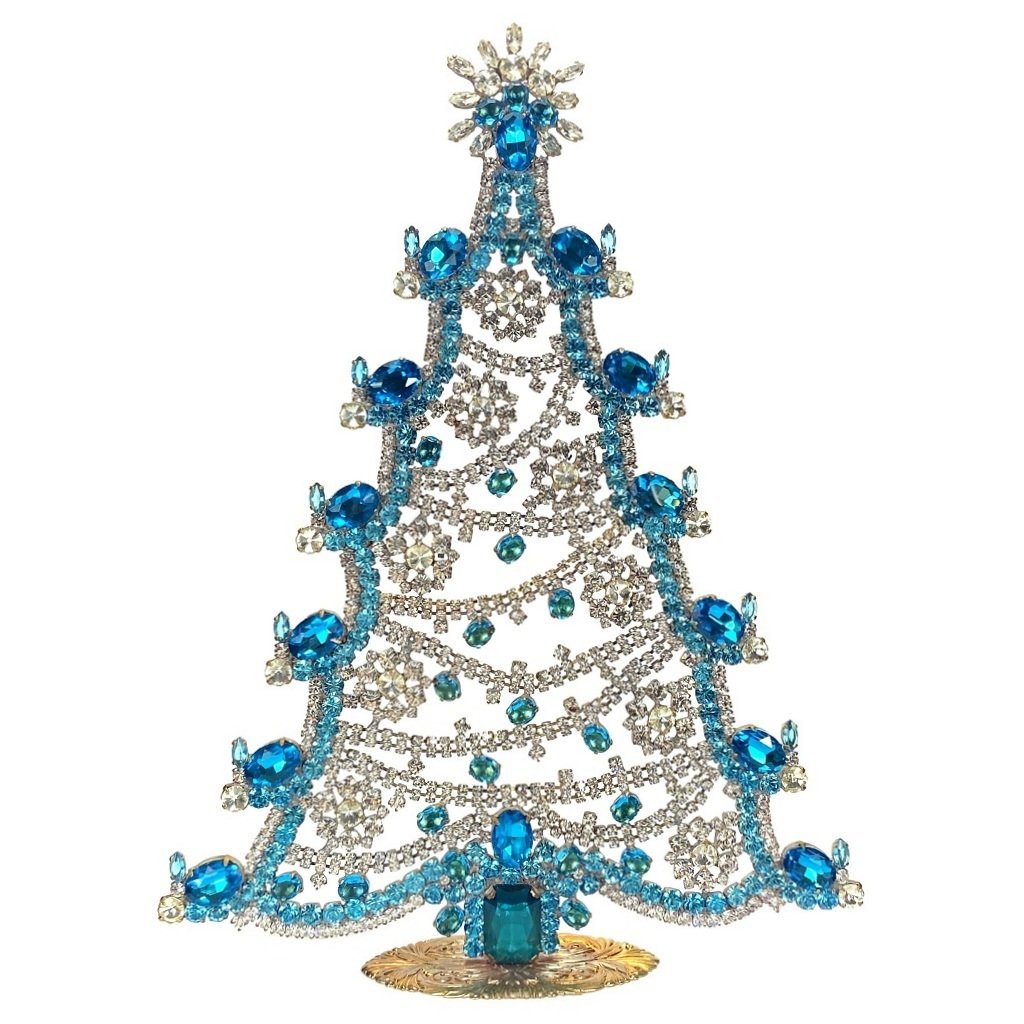 Vintage Czechoslovakian Rhinestones Standing Christmas Tree Extra Large