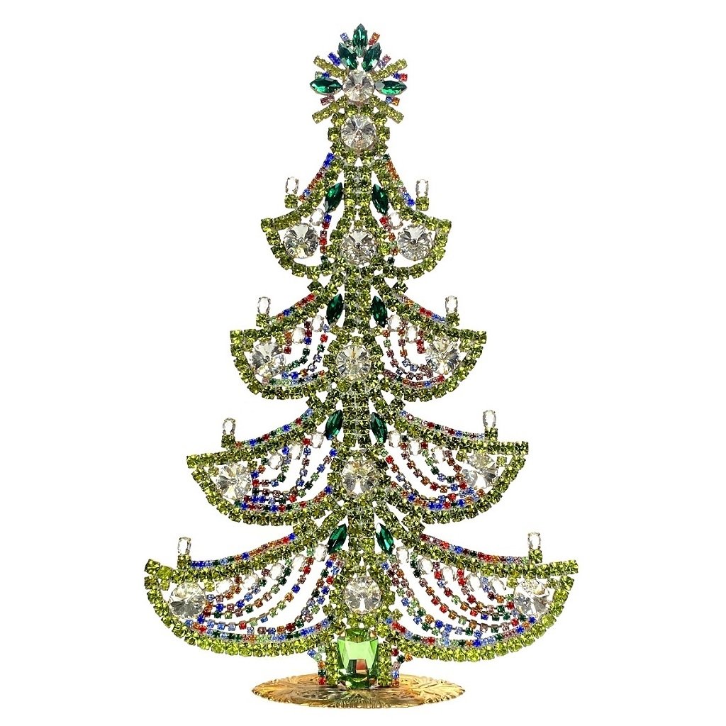 Vintage Czechoslovakian Rhinestones Standing Christmas Tree Extra Large