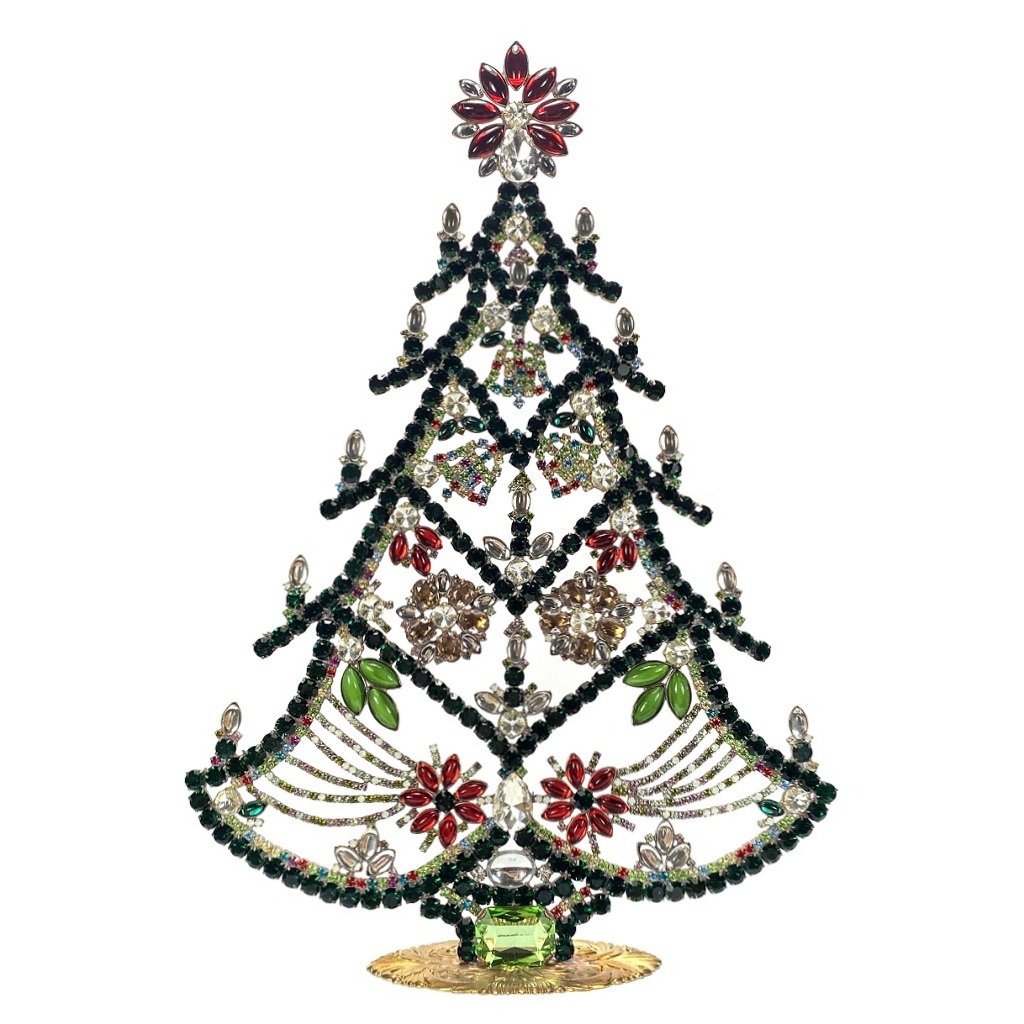 Vintage Czechoslovakian Rhinestones Standing Christmas Tree Extra Large