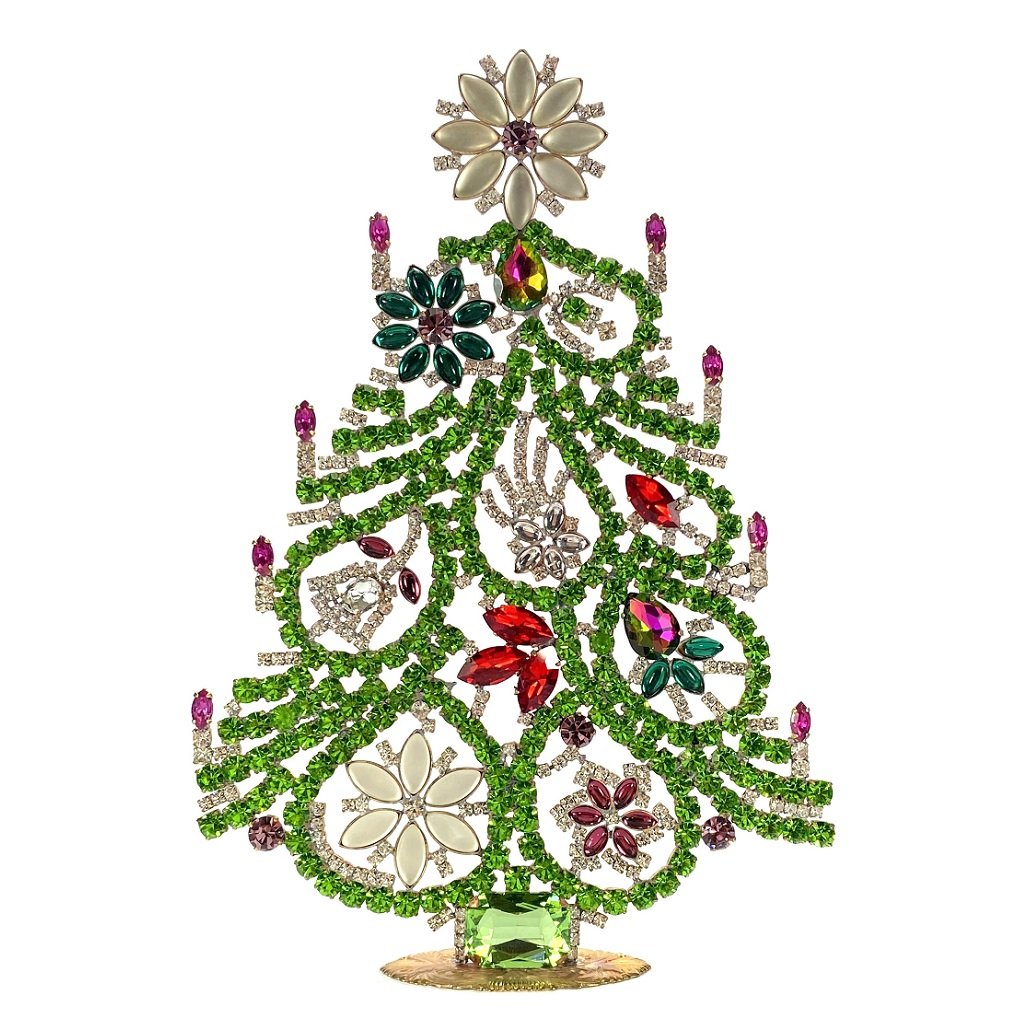 vintage czechoslovakian rhinestones standing christmas tree large 32