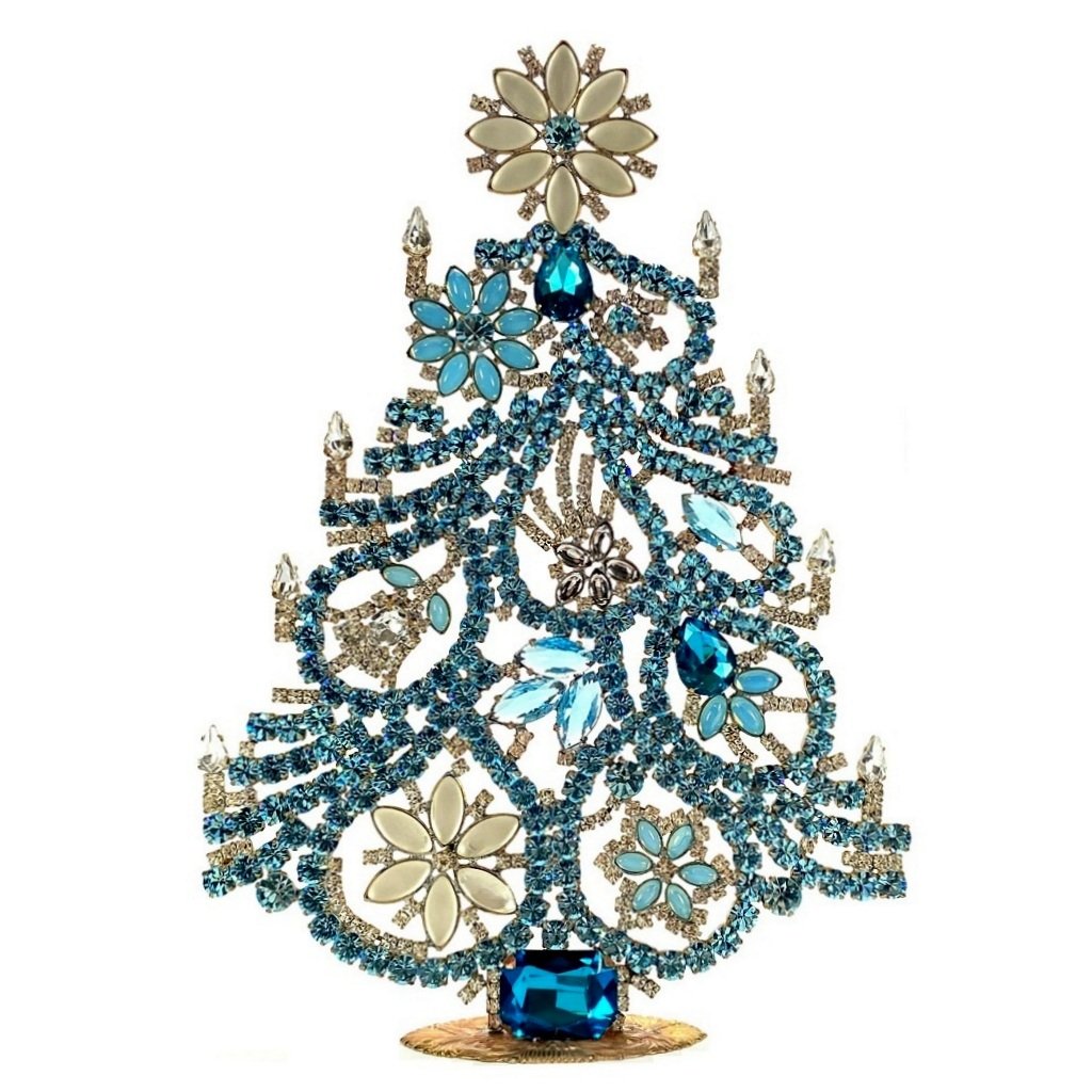 Vintage Czechoslovakian Rhinestones Standing Christmas Tree Large