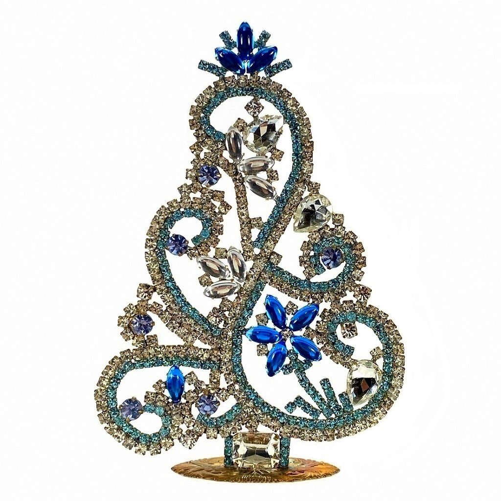Vintage Czechoslovakian Rhinestones Standing Christmas Tree Large