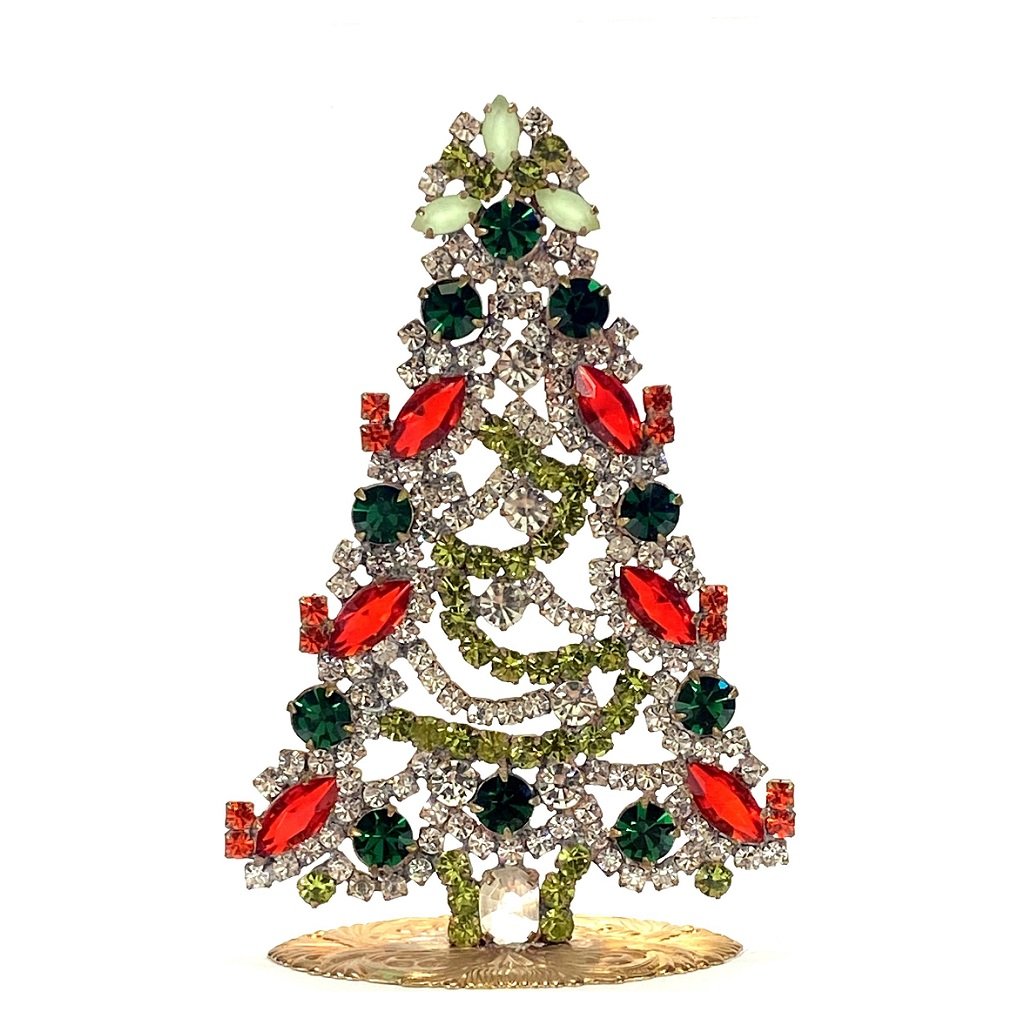 vintage czechoslovakian rhinestones standing christmas tree small 24