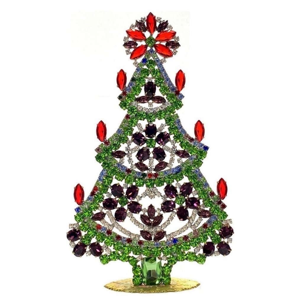 Vintage Czechoslovakian Rhinestones Standing Christmas Tree Large