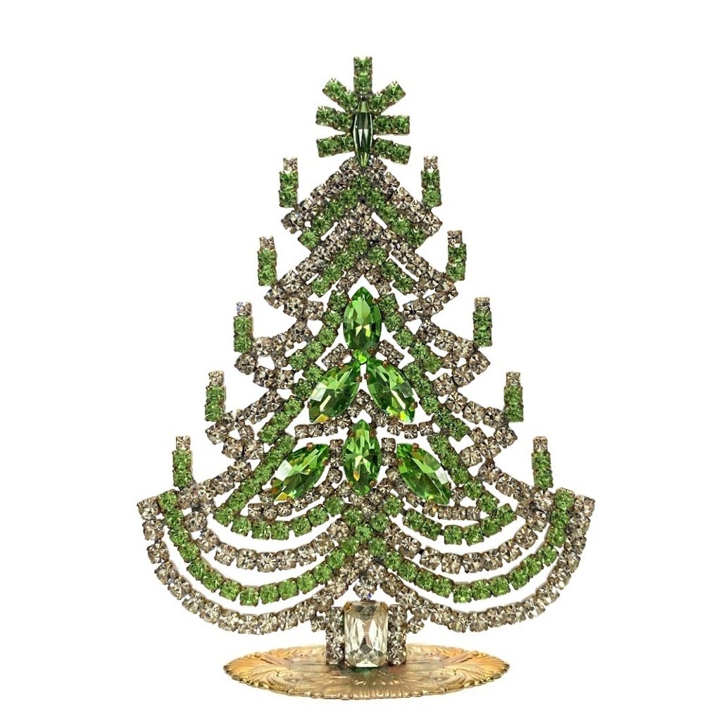 Vintage Czechoslovakian Rhinestones Standing Christmas Tree Small