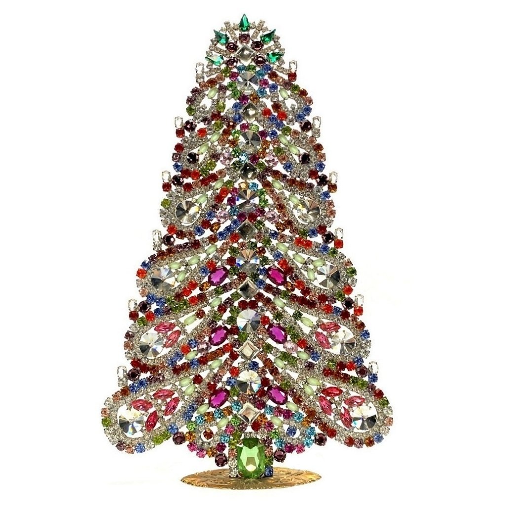 Vintage Czechoslovakian Rhinestones Standing Christmas Tree Extra Large
