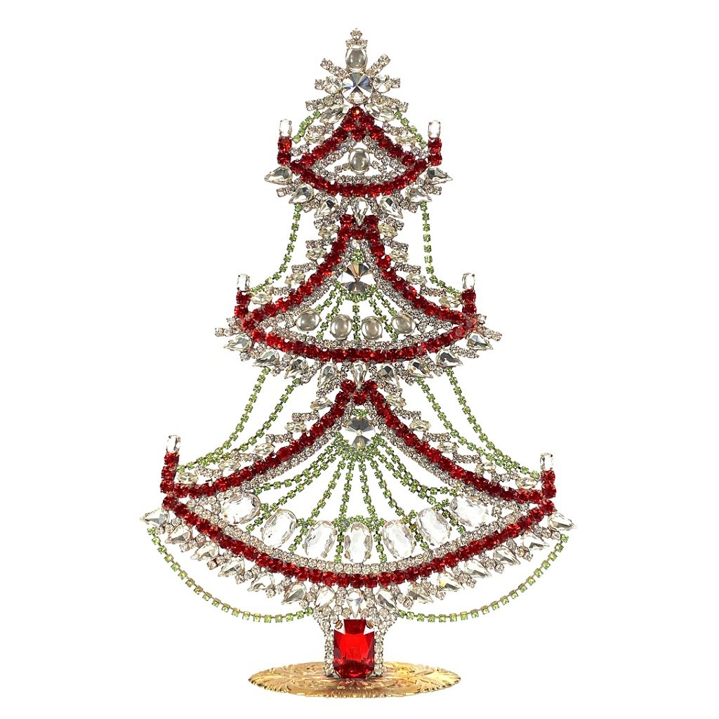 Vintage Czechoslovakian Rhinestones Standing Christmas Tree Extra Large