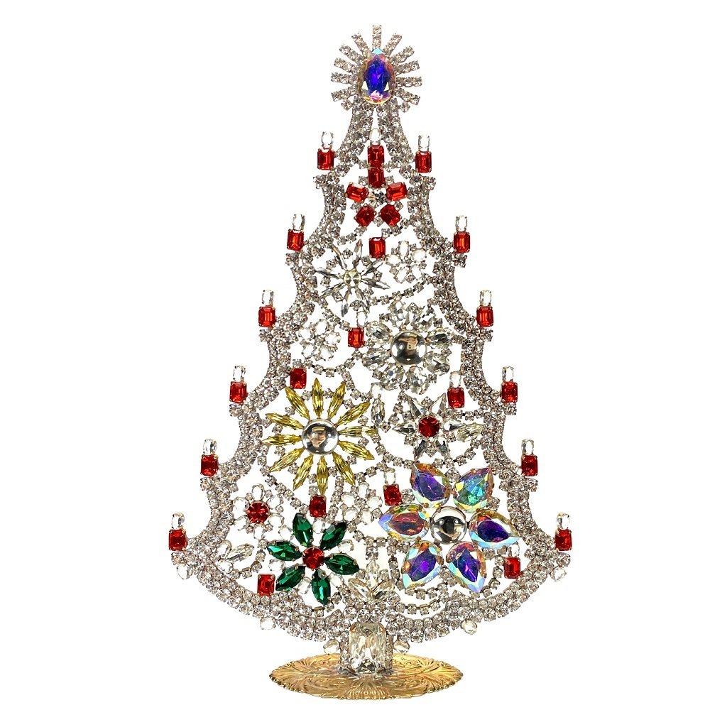 Vintage Czechoslovakian Rhinestones Standing Christmas Tree Extra Large