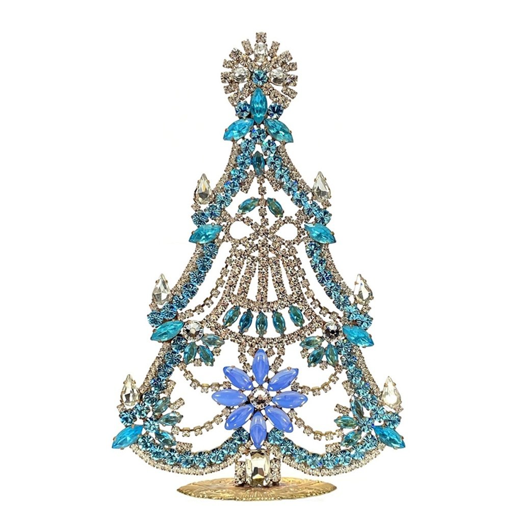 Vintage Czechoslovakian Rhinestones Standing Christmas Tree Large