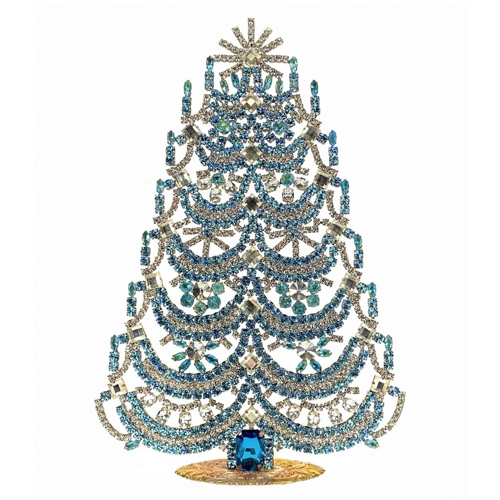 Vintage Czechoslovakian Rhinestones Standing Christmas Tree Extra Large