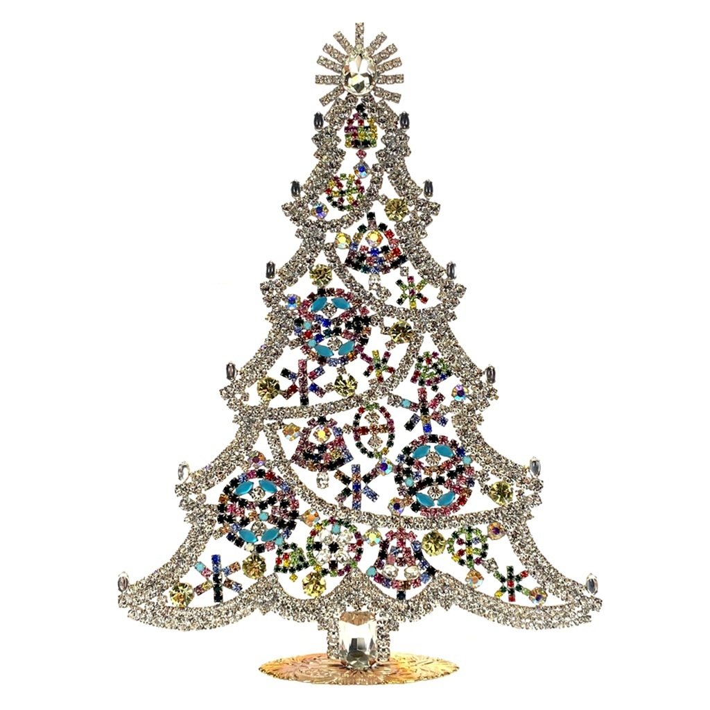 Vintage Czechoslovakian Rhinestones Standing Christmas Tree Extra Large