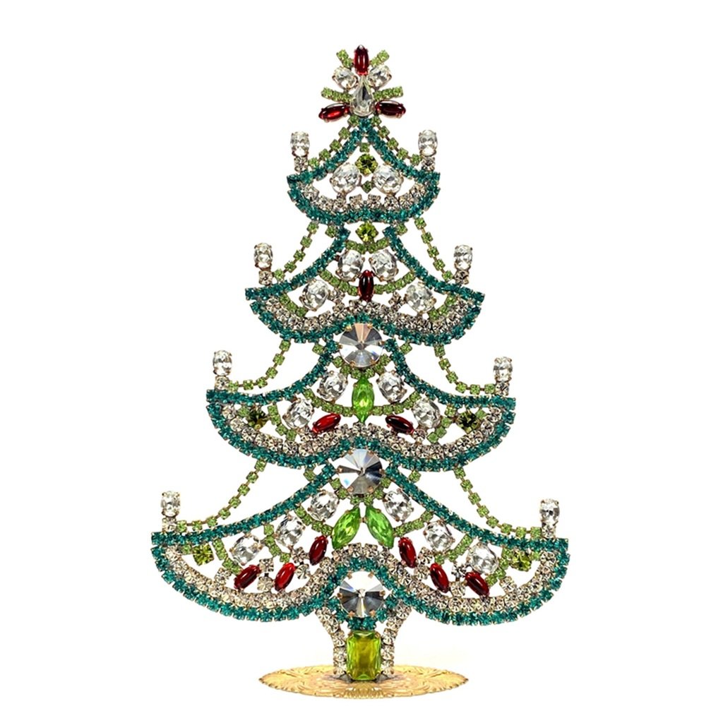 Vintage Czechoslovakian Rhinestones Standing Christmas Tree Large
