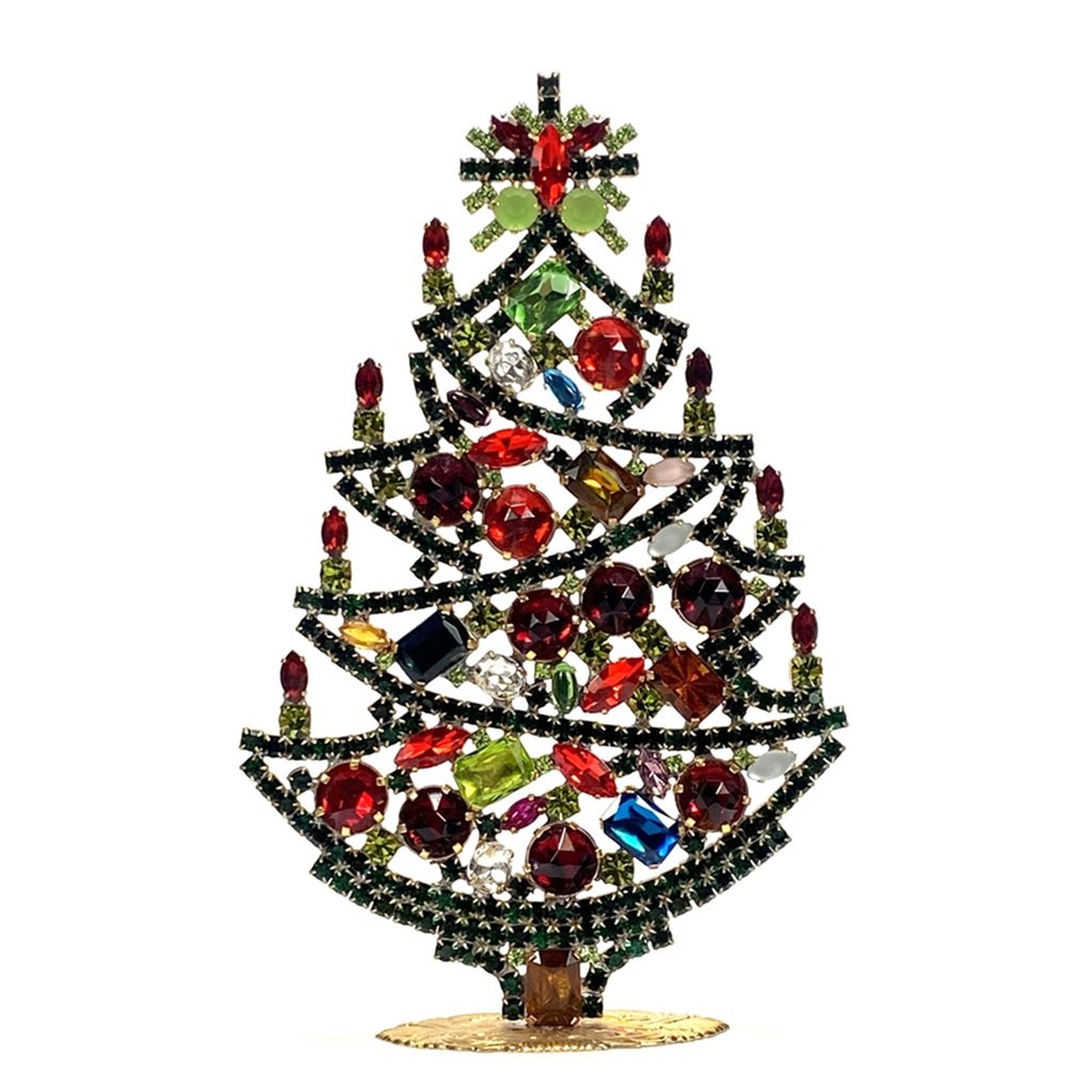 Vintage Czechoslovakian Rhinestones Standing Christmas Tree Large