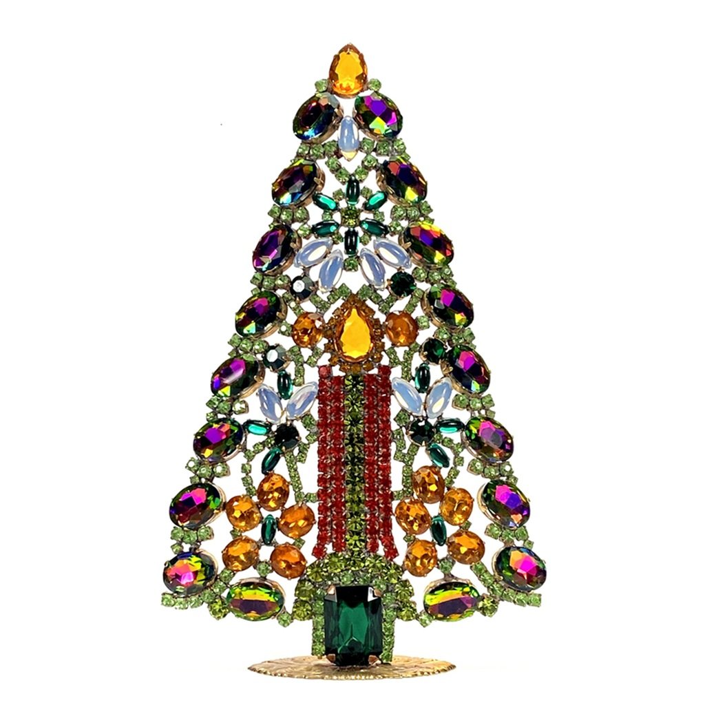 Vintage Czechoslovakian Rhinestones Standing Christmas Tree Large