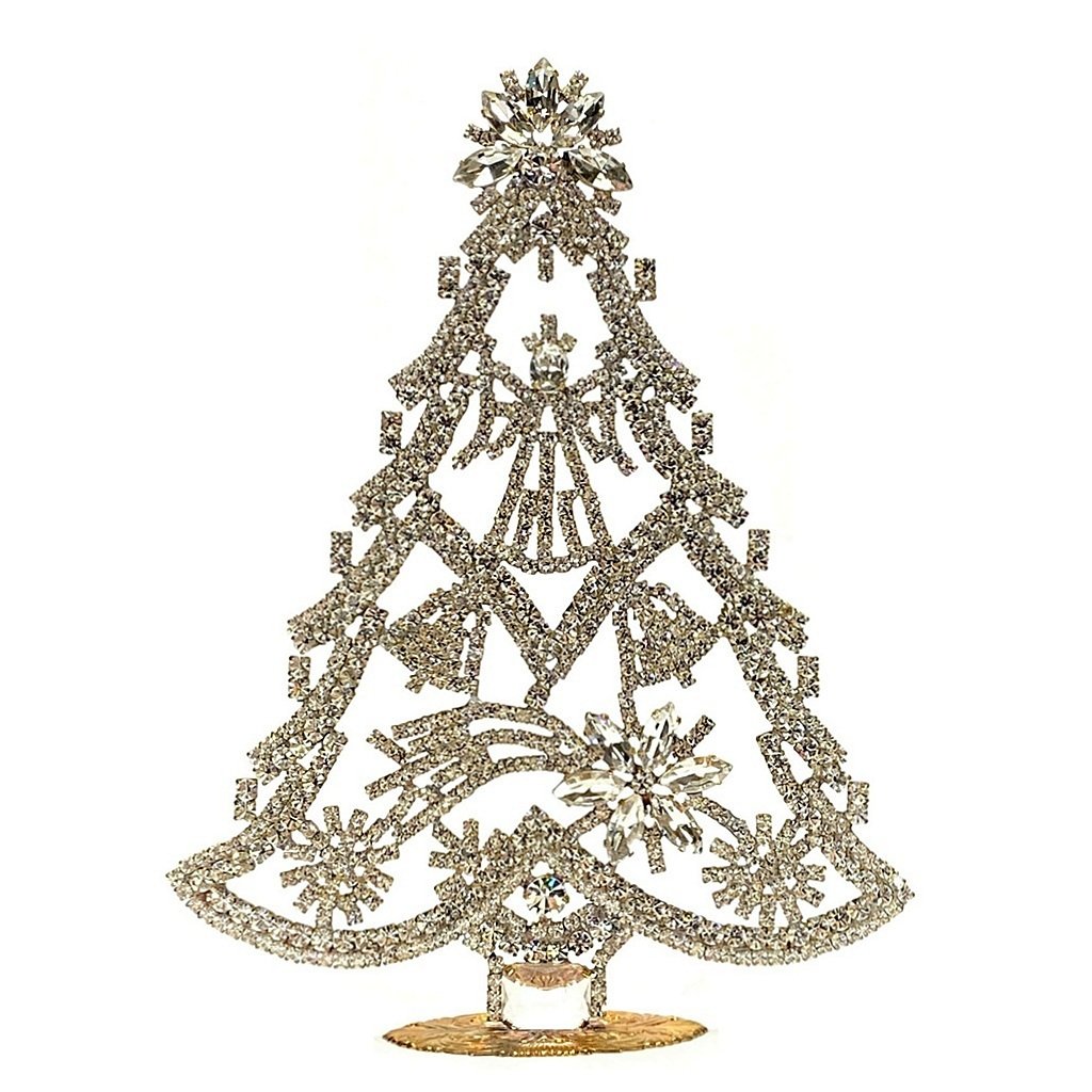 Vintage Czechoslovakian Rhinestones Standing Christmas Tree Large