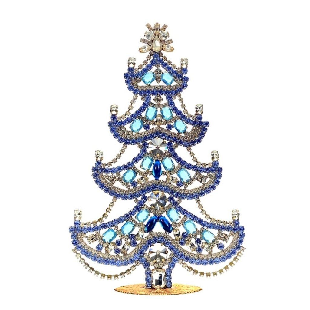 Vintage Czechoslovakian Rhinestones Standing Christmas Tree Large