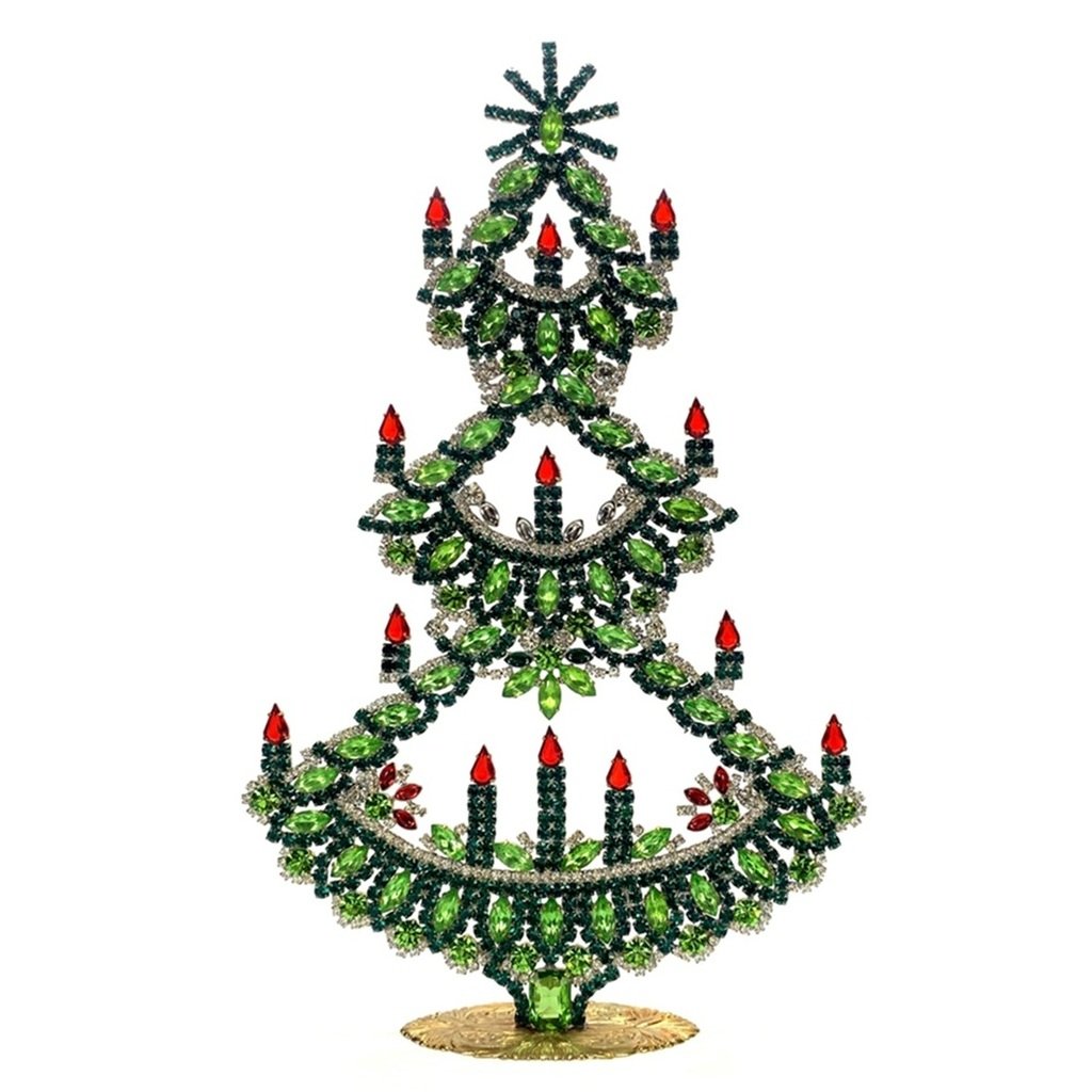 Vintage Czechoslovakian Rhinestones Standing Christmas Tree Extra Large