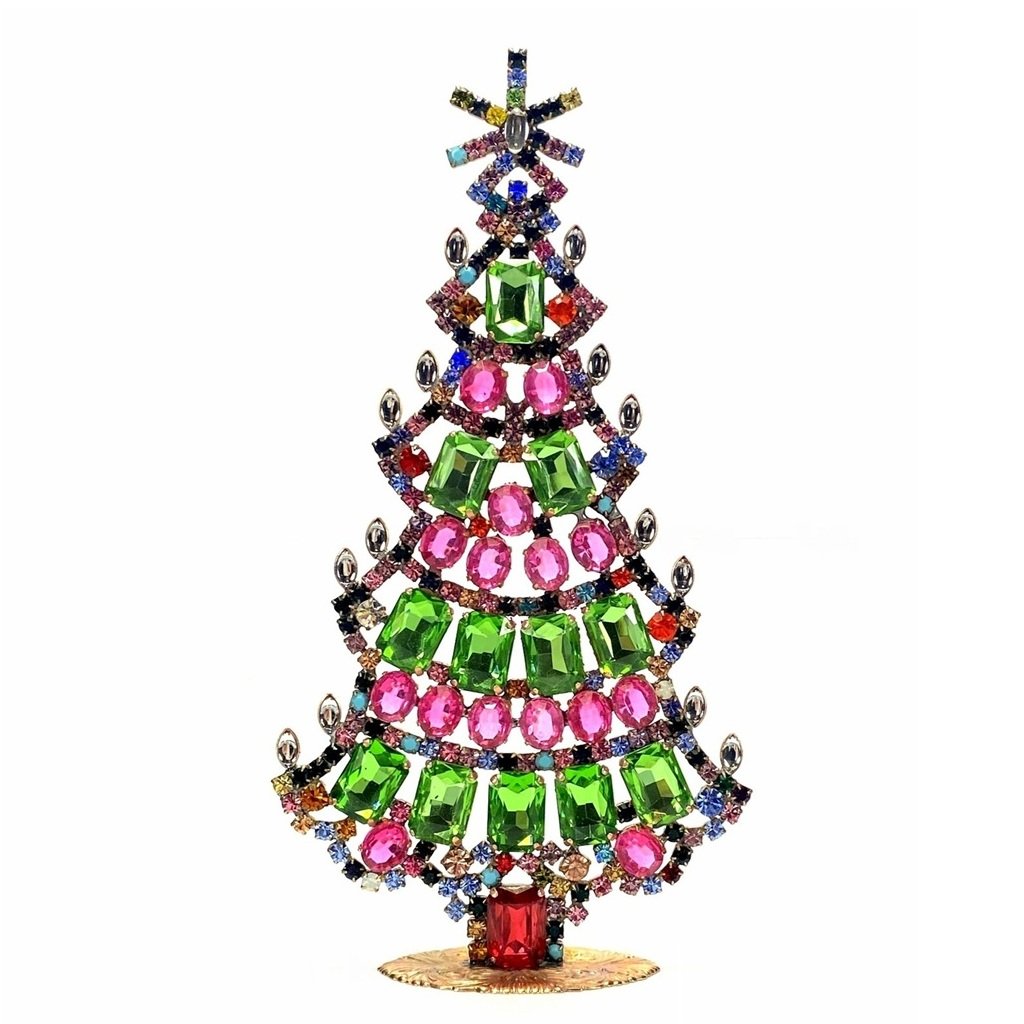 Vintage Czechoslovakian Rhinestones Standing Christmas Tree Large