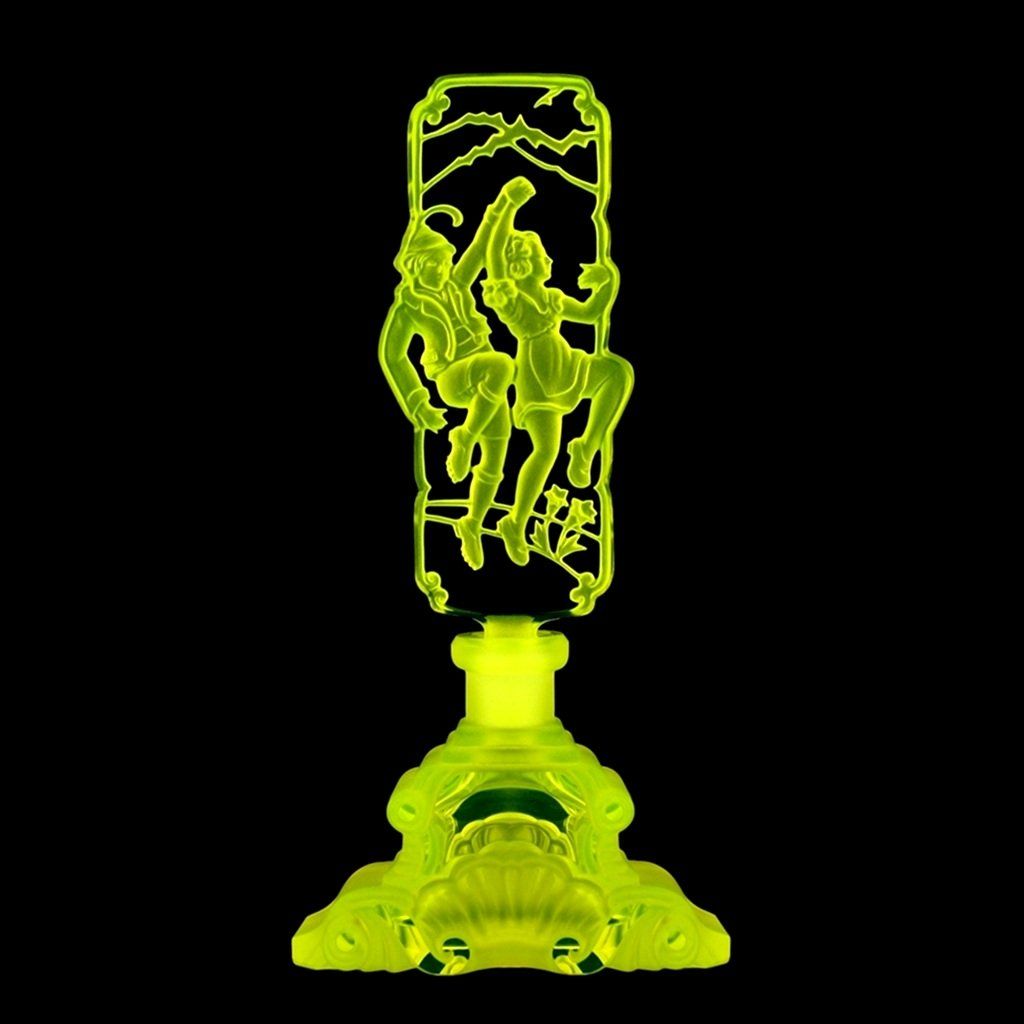 Uranium Glass Art Deco Vintage Perfume Bottle