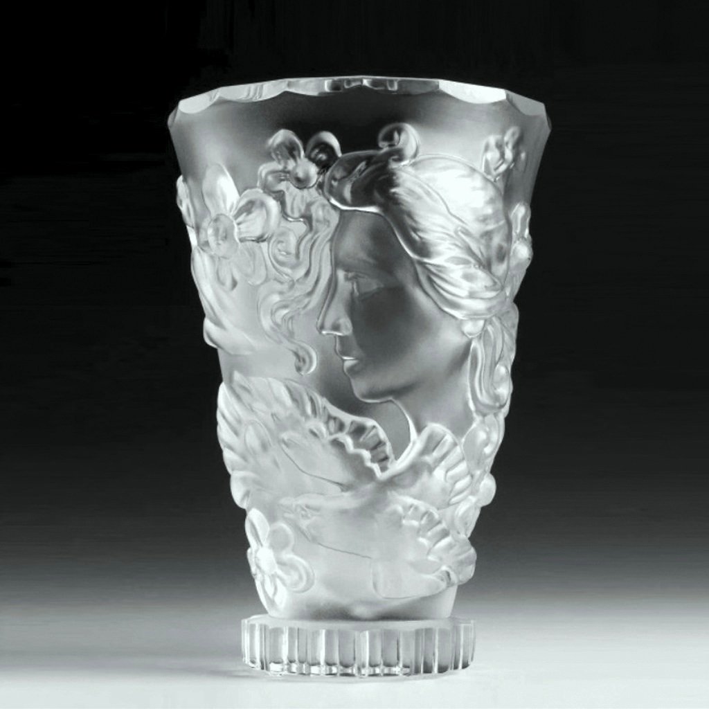 Art Clear Glass Face' Vase for sale