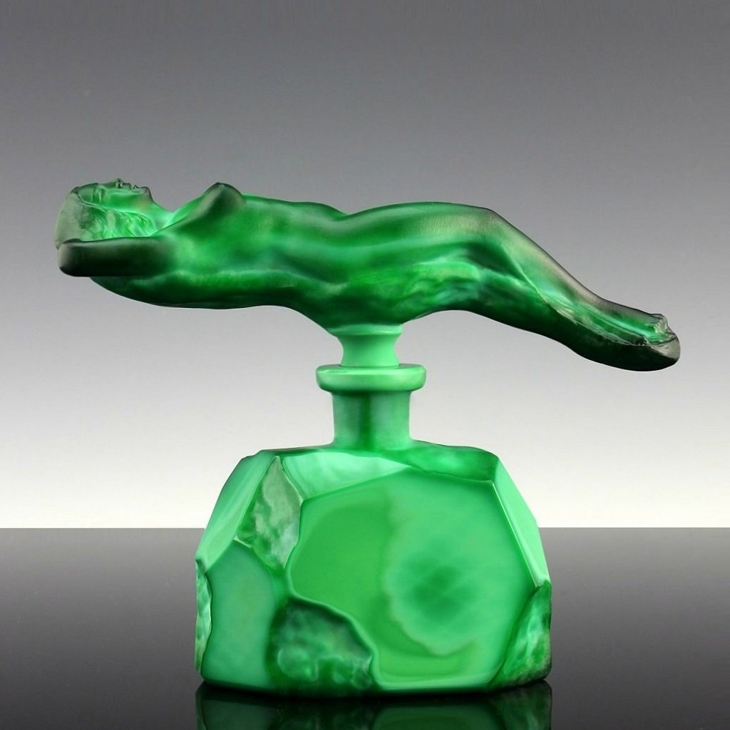 malachite perfume bottle vintage lalique