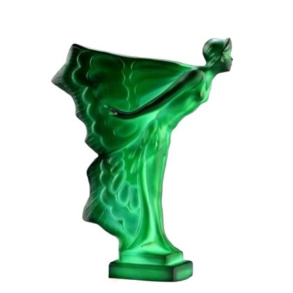 hood ornament flying lady malachite glass Art Deco car mascot by H. Hoffmann