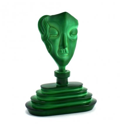 1930' H.Hoffmann Art Deco Malachite Glass ' Lady Face ' Collectible Perfume Bottle