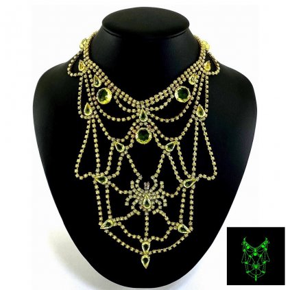 Art Deco Vaseline Uranium Glass Vintage Necklace ArtDeco1930.com