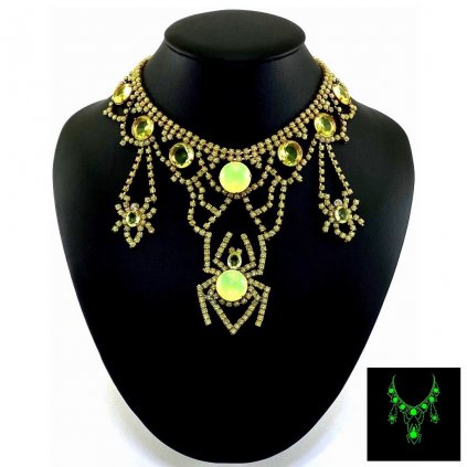 art deco necklace spider vintage uranium glass beads