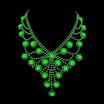 uranium glass rosette cascade necklace glowing green under UV light