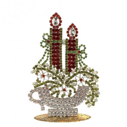 Vintage Czechoslovakian Rhinestones Standing Christmas Candles