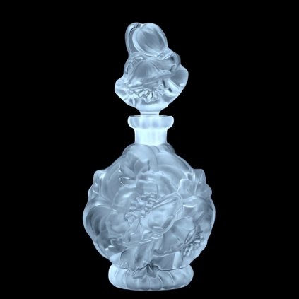 1930' H.Hoffmann Frosted Clear Glass ' Poppies ' Art Deco Collectible Perfume Bottle