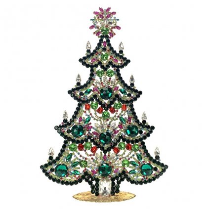 Vintage Czechoslovakian Rhinestones Standing Christmas Tree Extra Large