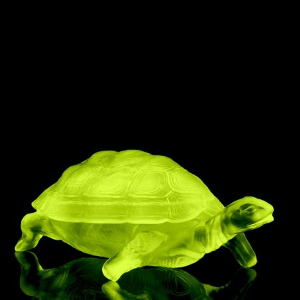uranium glass art deco turtle jewelry box by h. hoffmann — uv glow