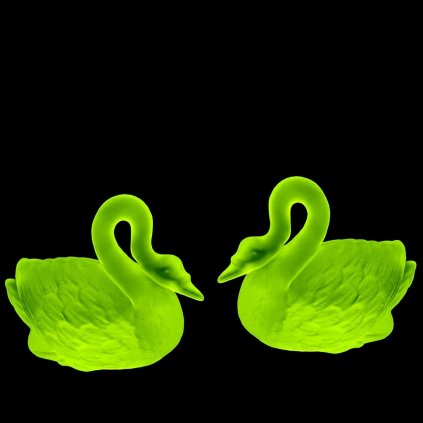 1930' H.Hoffmann ' Swans ' Bohemian Art Deco Uranium Glass