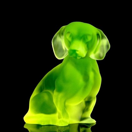 Art Deco Uranium Glass ' Dog Dachshund ' Figurine 1930' H.Hoffmann