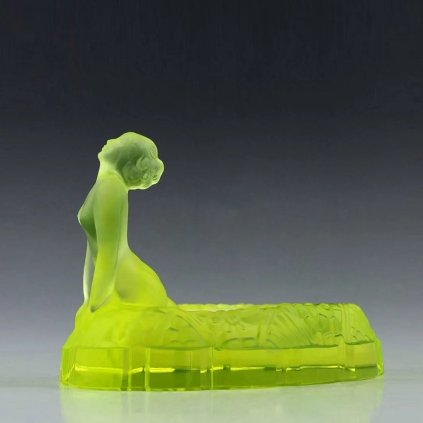 art deco decorative bowl glowing vaseline uranium glass 1930 h hoffmann