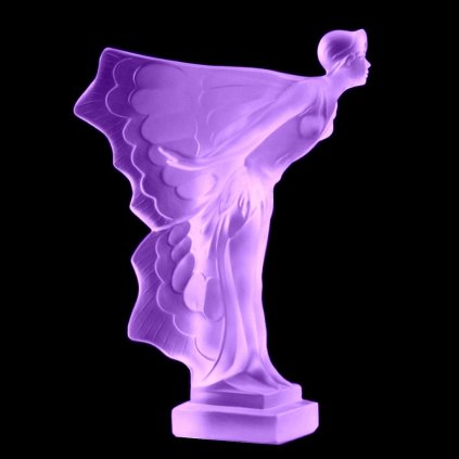 hood ornament flying lady alexandrite glass Art Deco car mascot by H. Hoffmann