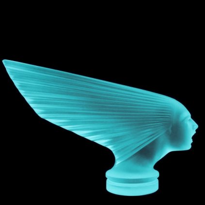 uranium glass hood ornament victoire Art Deco car mascot by H. Hoffmann