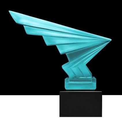 art deco aquamarine cyan vaseline glass flash hood ornament sculpture 1930 h hoffmann 2