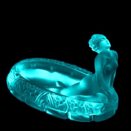 uranium glass Art Deco nude lady large bowl by H. Hoffmann