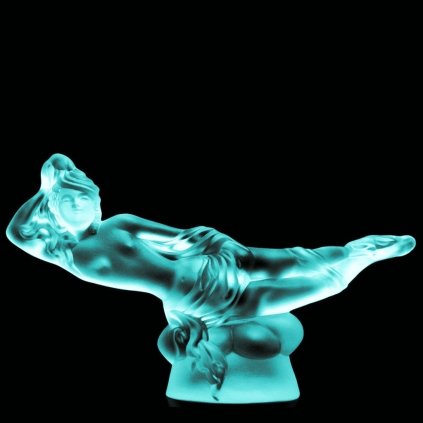 uranium glass Art Deco reclining nude lady figurine by H. Hoffmann blue glass