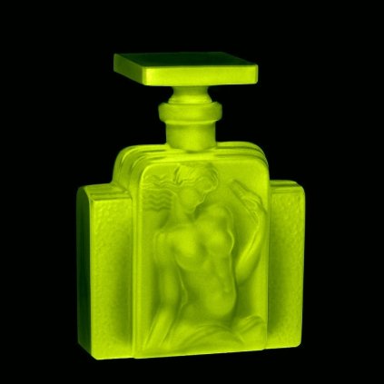 uranium glass art deco perfume bottle nude relief h hoffmann uv glowing